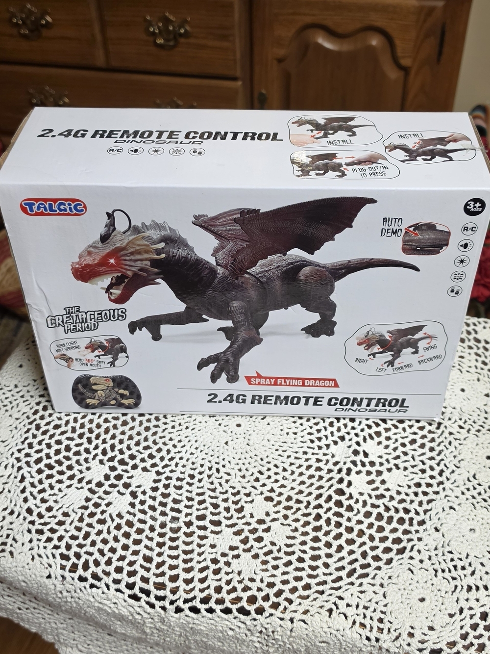 Remote Control Spray Flying Dragon Toy - Black & Brown